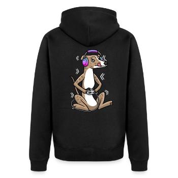Galgo Español Hund Videospiel Spieler Spielen - Unisex Premium Bio Zip Hoodie - Schwarz - Hinten - Nico (187cm)