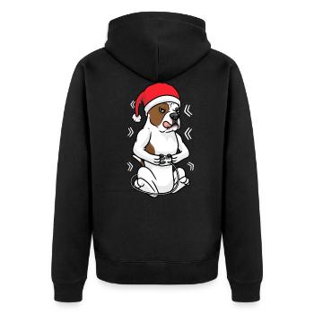 Weihnachten American Bulldog Gamer Hund - Unisex Premium Bio Zip Hoodie - Schwarz - Hinten - Nico (187cm)