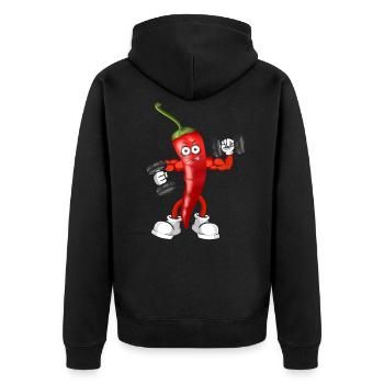 Vegan Vegan Bodybuilding Piment Rouge - Veste à capuche bio Premium Unisexe - noir - Dos - Nico (187cm)