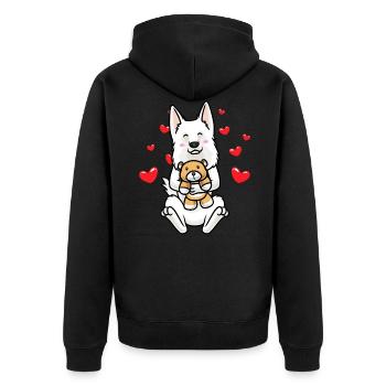 Berger Blanc Suisse Dog White Swiss - Unisex Premium Organic Zip Hoodie - black - Back - Nico (187cm)