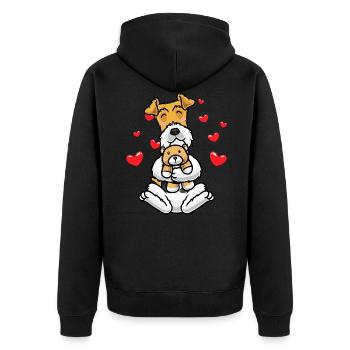 Kawaii Fox Terrier Chien Câlin Jouet Fil Cheveux - Veste à capuche bio Premium Unisexe - noir - Dos - Nico (187cm)