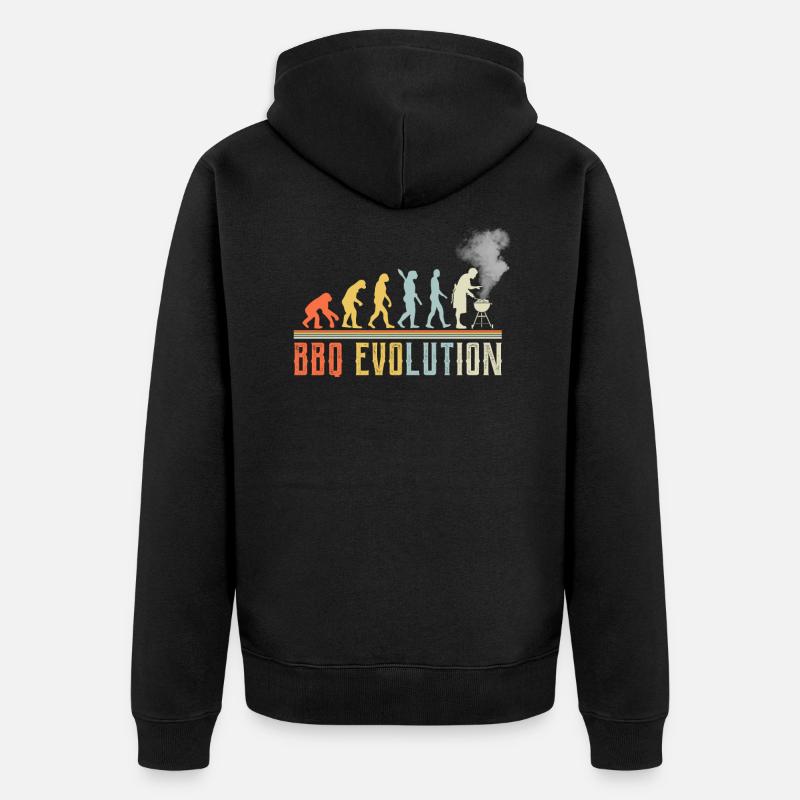 BBQ Evolution Funny Quote - Unisex Premium Organic Zip Hoodie - black
