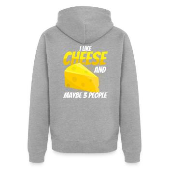 Käse Spruch Geschenk, Käse Liebhaber, Käse - Unisex Premium Bio Zip Hoodie - Grau meliert - Hinten - Nico (187cm)