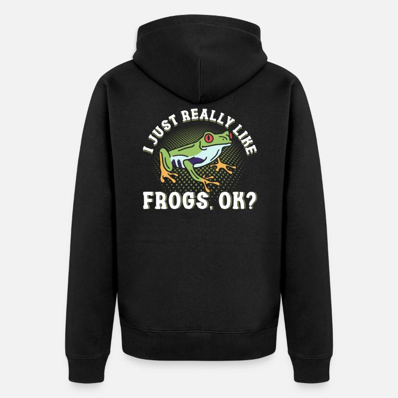Cadeau grenouille, amphibiens, grenouille douce - Veste à capuche bio Premium Unisexe - noir