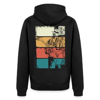 Guitariste de Blues Vintage - Veste à capuche bio Premium Unisexe - noir - Dos - Nico (187cm)