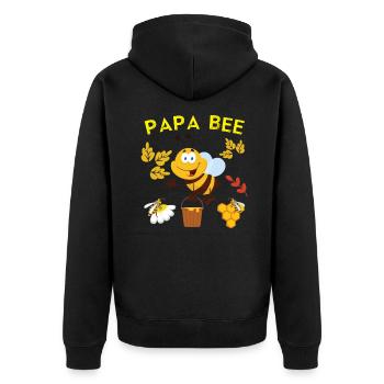 Bees Quote Papa Bee - Unisex Premium Organic Zip Hoodie - black - Back - Nico (187cm)