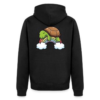 Rainbow Turtle Sleeping Shirt Pajamas - Unisex Premium Organic Zip Hoodie - black - Back - Nico (187cm)
