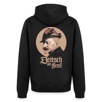 Anton Günther - Unisex Premium Bio Zip Hoodie - Schwarz - Hinten - Nico (187cm)