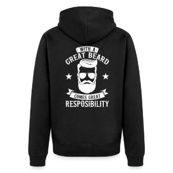 Beard Full Beard Bar Carrier Gift, Beard - Unisex Premium Organic Zip Hoodie - black - Back - Nico (187cm)