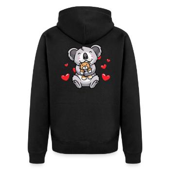 Cuddly Toy Koala Kawaii Heart Koala Bear - Unisex Premium Organic Zip Hoodie - black - Back - Nico (187cm)