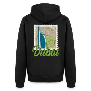 Dubai Vereinigte Arabische Emirate The Palm - Unisex Premium Bio Zip Hoodie - Schwarz - Hinten - Nico (187cm)