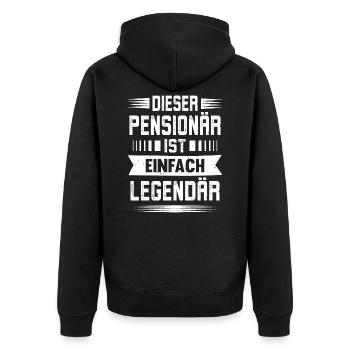 Dieser Pensionär ist Legendär - Unisex Premium Bio Zip Hoodie - Schwarz - Hinten - Nico (187cm)