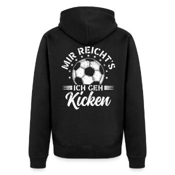 Fußball Fussball Kicken Fußballer Kinder - Unisex Premium Bio Zip Hoodie - Schwarz - Hinten - Nico (187cm)