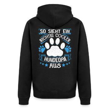 Hunde Opa Bester Hundeopa Enkelhund Großeltern - Unisex Premium Bio Zip Hoodie - Schwarz - Hinten - Nico (187cm)