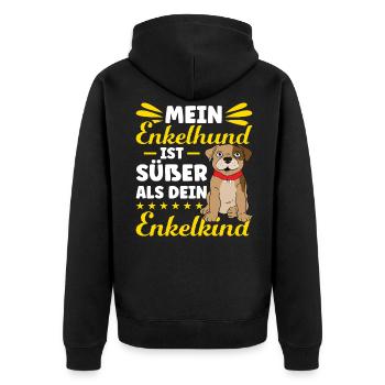 Hunde Opa Hundeopa Enkelhund Großeltern Hunde Oma - Unisex Premium Bio Zip Hoodie - Schwarz - Hinten - Nico (187cm)