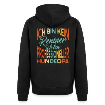 Hunde Opa Professioneller Hundeopa Enkelhund - Unisex Premium Bio Zip Hoodie - Schwarz - Hinten - Nico (187cm)