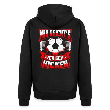 Fußball Fussball Kicken Fußballer Kinder - Unisex Premium Bio Zip Hoodie - Schwarz - Hinten - Nico (187cm)