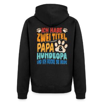Hunde Opa Bester Hundeopa Enkelhund Großeltern - Unisex Premium Bio Zip Hoodie - Schwarz - Hinten - Nico (187cm)