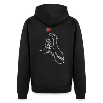 Running funny Running - Unisex Premium Organic Zip Hoodie - black - Back - Nico (187cm)