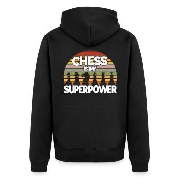 Chess Player Gift Chess Club Chess - Unisex Premium Organic Zip Hoodie - black - Back - Nico (187cm)