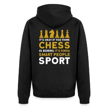 Chess Player Gift Chess Club Chess - Unisex Premium Organic Zip Hoodie - black - Back - Nico (187cm)