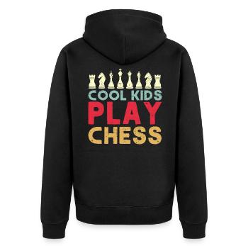 Chess Player Gift Chess Club Chess - Unisex Premium Organic Zip Hoodie - black - Back - Nico (187cm)