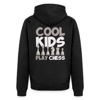 Chess Player Gift Chess Club Chess - Unisex Premium Organic Zip Hoodie - black - Back - Nico (187cm)