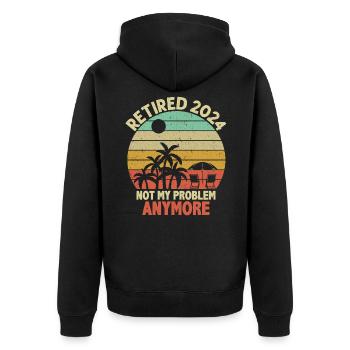 Retirement Quote Retirement year - Unisex Premium Organic Zip Hoodie - black - Back - Nico (187cm)
