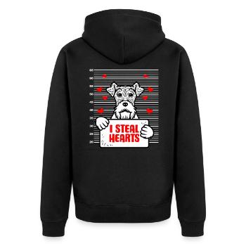 Foxterrier Drahthaar Valentinstag Hundebesitzer - Unisex Premium Bio Zip Hoodie - Schwarz - Hinten - Nico (187cm)