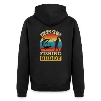 Fishing Quote Daddy S Fishing Buddy - Unisex Premium Organic Zip Hoodie - black - Back - Nico (187cm)