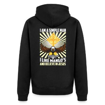 Jesus Fruit Christ Fruit God Christ Mango - Unisex Premium Organic Zip Hoodie - black - Back - Nico (187cm)