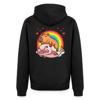 Capybara Kawaii Blobfish Capybara Avec - Veste à capuche bio Premium Unisexe - noir - Dos - Nico (187cm)