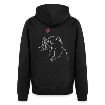 Capybara Wasserschwein Nagetier - Unisex Premium Bio Zip Hoodie - Schwarz - Hinten - Nico (187cm)