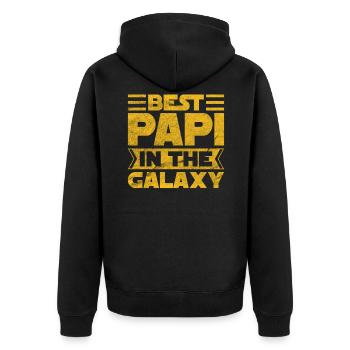 Best PAPI in the Galaxy - Unisex Premium Organic Zip Hoodie - black - Back - Nico (187cm)