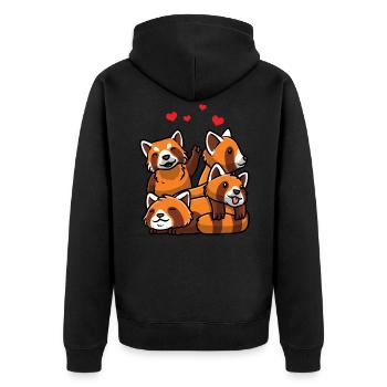 Kawaii Roter Panda - Unisex Premium Bio Zip Hoodie - Schwarz - Hinten - Nico (187cm)