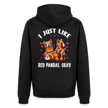 Kawaii Roter Panda - Unisex Premium Bio Zip Hoodie - Schwarz - Hinten - Nico (187cm)