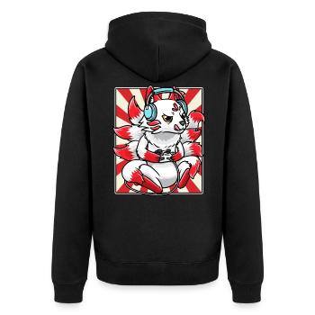 Kitsune Gaming Jeux vidéo - Veste à capuche bio Premium Unisexe - noir - Dos - Nico (187cm)