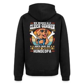 Hunde Opa Hundeopa Enkelhund Großeltern - Unisex Premium Bio Zip Hoodie - Schwarz - Hinten - Nico (187cm)