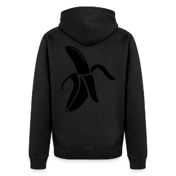 Banane Icon - Unisex Premium Bio Zip Hoodie - Schwarz - Hinten - Nico (187cm)