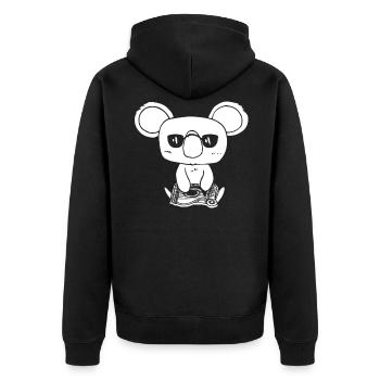 Zither Koala Zithermusik Zitherspieler - Unisex Premium Bio Zip Hoodie - Schwarz - Hinten - Nico (187cm)