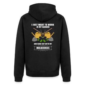 Garden Gardening Fruit Vegan Mulberry - Unisex Premium Organic Zip Hoodie - black - Back - Nico (187cm)