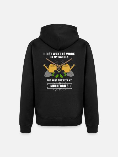 JardinAge Fruits Mûrier Végétalien - Veste à capuche bio Premium Unisexe - noir