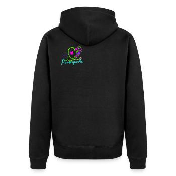 Pausenjacke - Floral Medizin Stethoskop 2 - Unisex Premium Bio Zip Hoodie - Schwarz - Hinten - Nico (187cm)