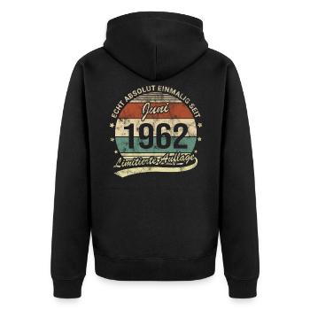 Absolut Einmalig Seit Juni 1962 Geburtstag - Unisex Premium Bio Zip Hoodie - Schwarz - Hinten - Nico (187cm)