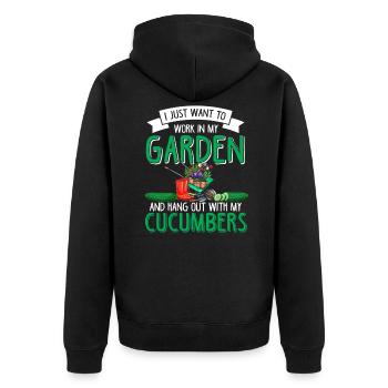Garden Gardening Vegetables Vegan Cucumber Cucumber - Unisex Premium Organic Zip Hoodie - black - Back - Nico (187cm)