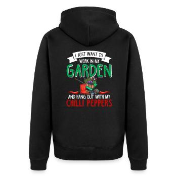 Gardening Vegetables Vegan Pepperoni Pepperoni - Unisex Premium Organic Zip Hoodie - black - Back - Nico (187cm)