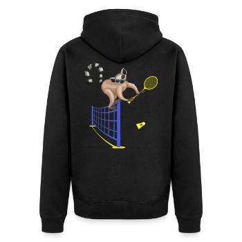 federball badminton federballspieler - Unisex Premium Bio Zip Hoodie - Schwarz - Hinten - Nico (187cm)