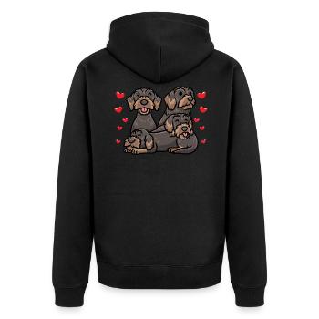 Chien teckel à poil rugueux - Veste à capuche bio Premium Unisexe - noir - Dos - Nico (187cm)