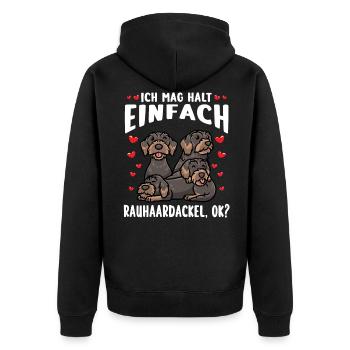 Rauhaardackel Dackel Hund - Unisex Premium Bio Zip Hoodie - Schwarz - Hinten - Nico (187cm)