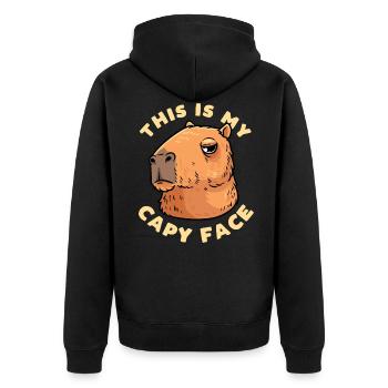 Capybara Wasserschwein Nagetier - Unisex Premium Bio Zip Hoodie - Schwarz - Hinten - Nico (187cm)